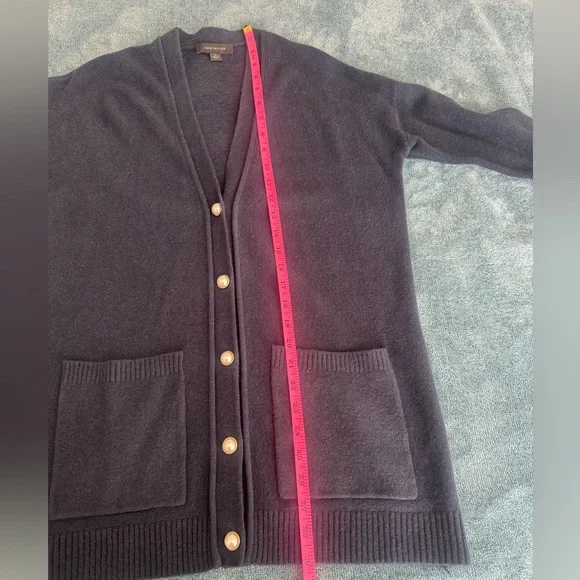 Ann Taylor Navy Blue Wool Blend Cardigan Sweater Pearl Buttons Size XS - Picture 6 of 8